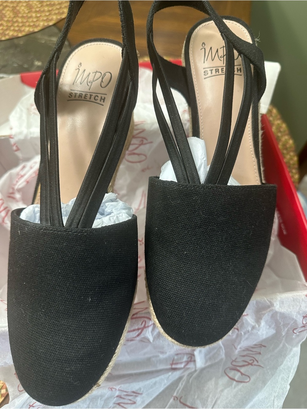Impo Black Slingback Espadrille Flats